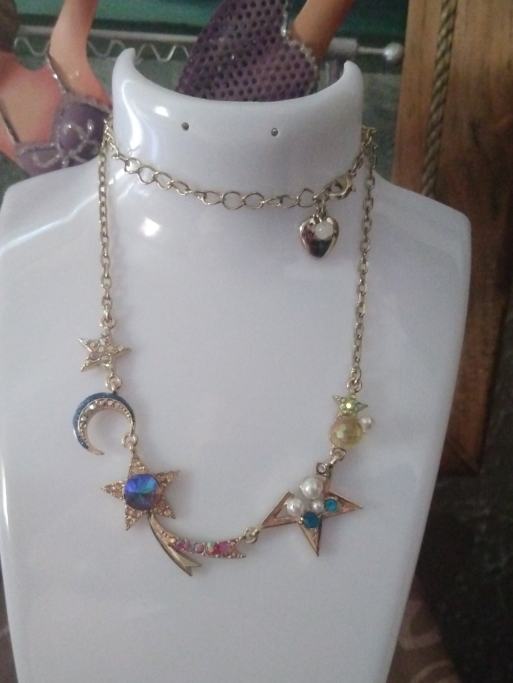 Betsey Johnson Gold-Tone Multicolor Celestial Necklace - Picture 3 of 4